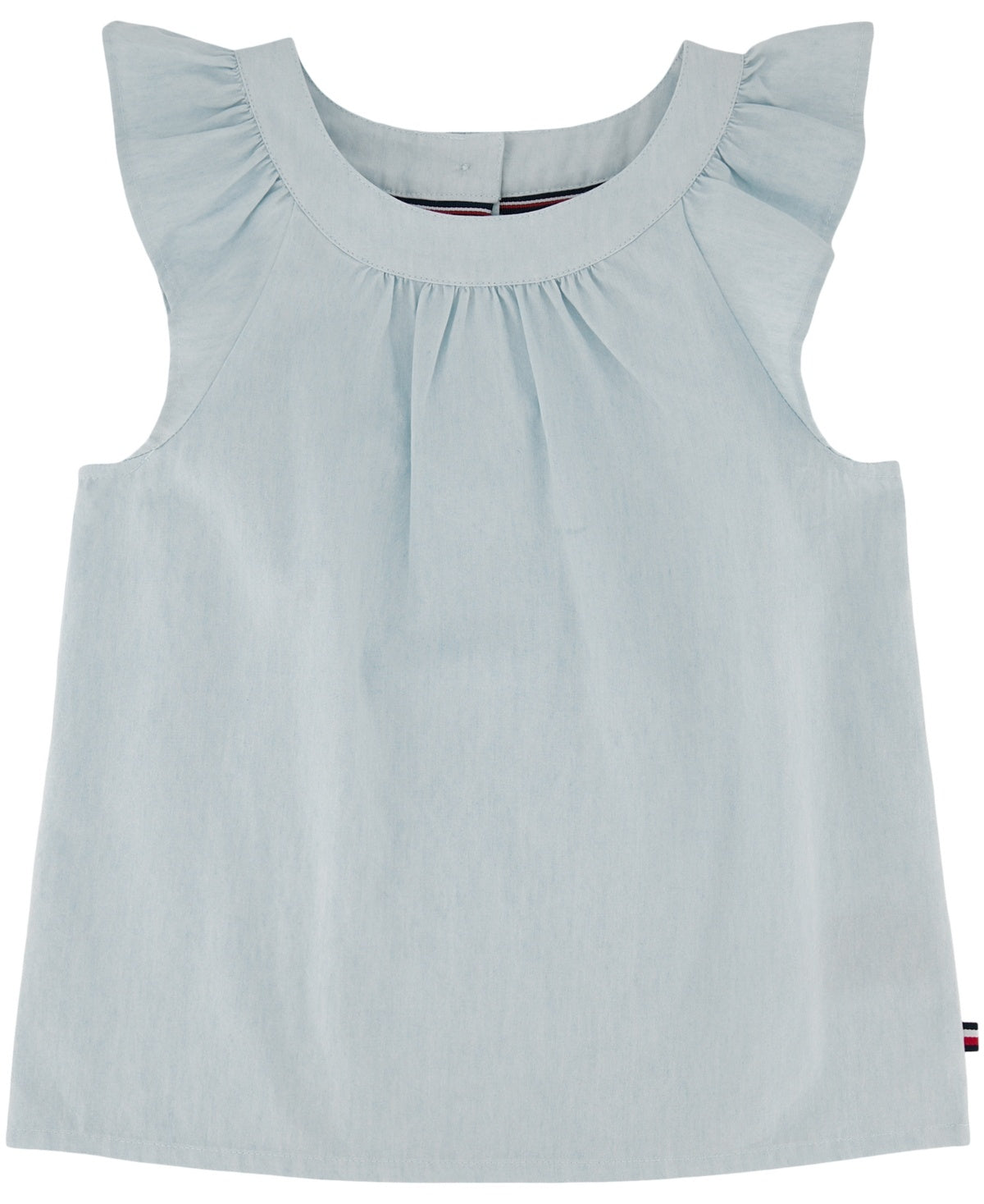 Tommy Hilfiger Girls' Short Sleeve Denim Top, Size 5 - Blue