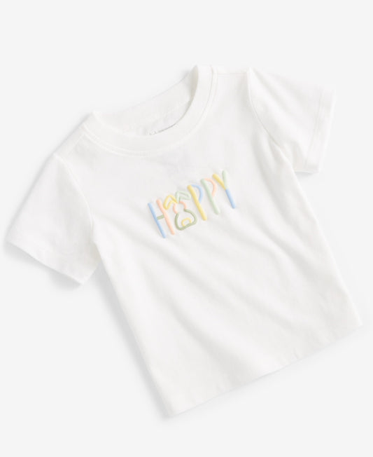 First Impressions Baby Boys Happy to Hop Graphic T Shirt - Angel White