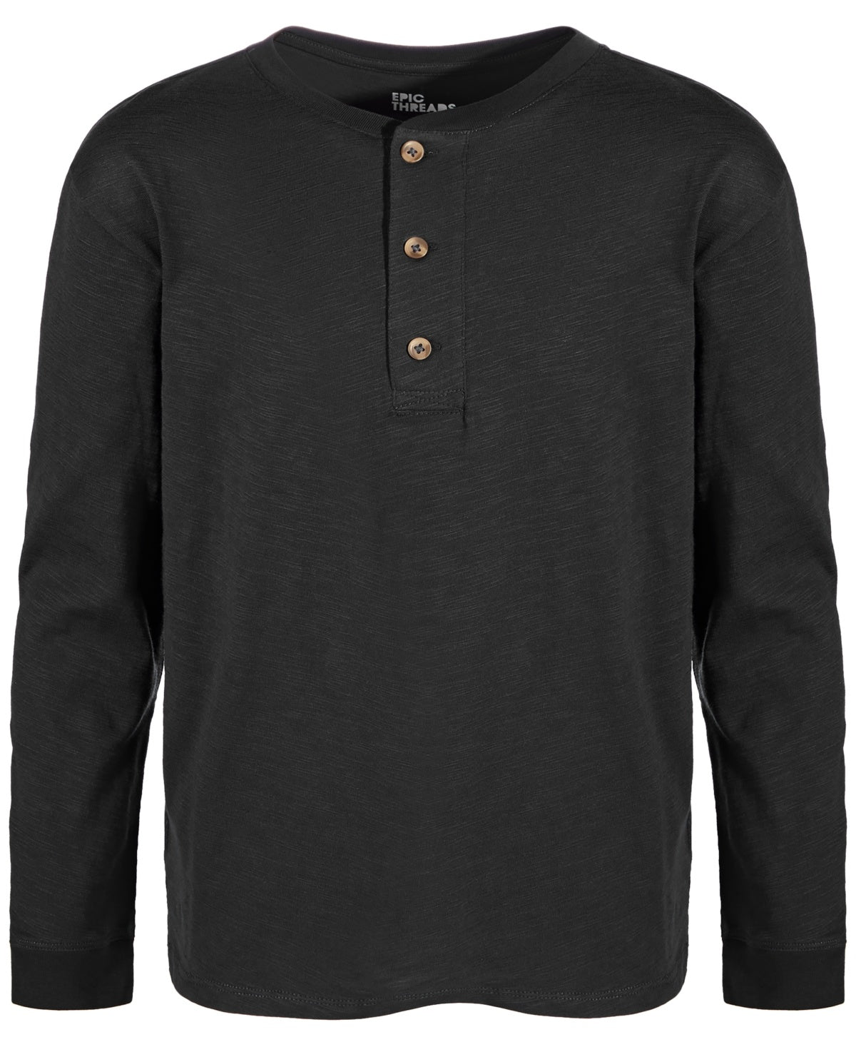 Epic Threads Big Boys Solid Henley Shirt - Deep Black
