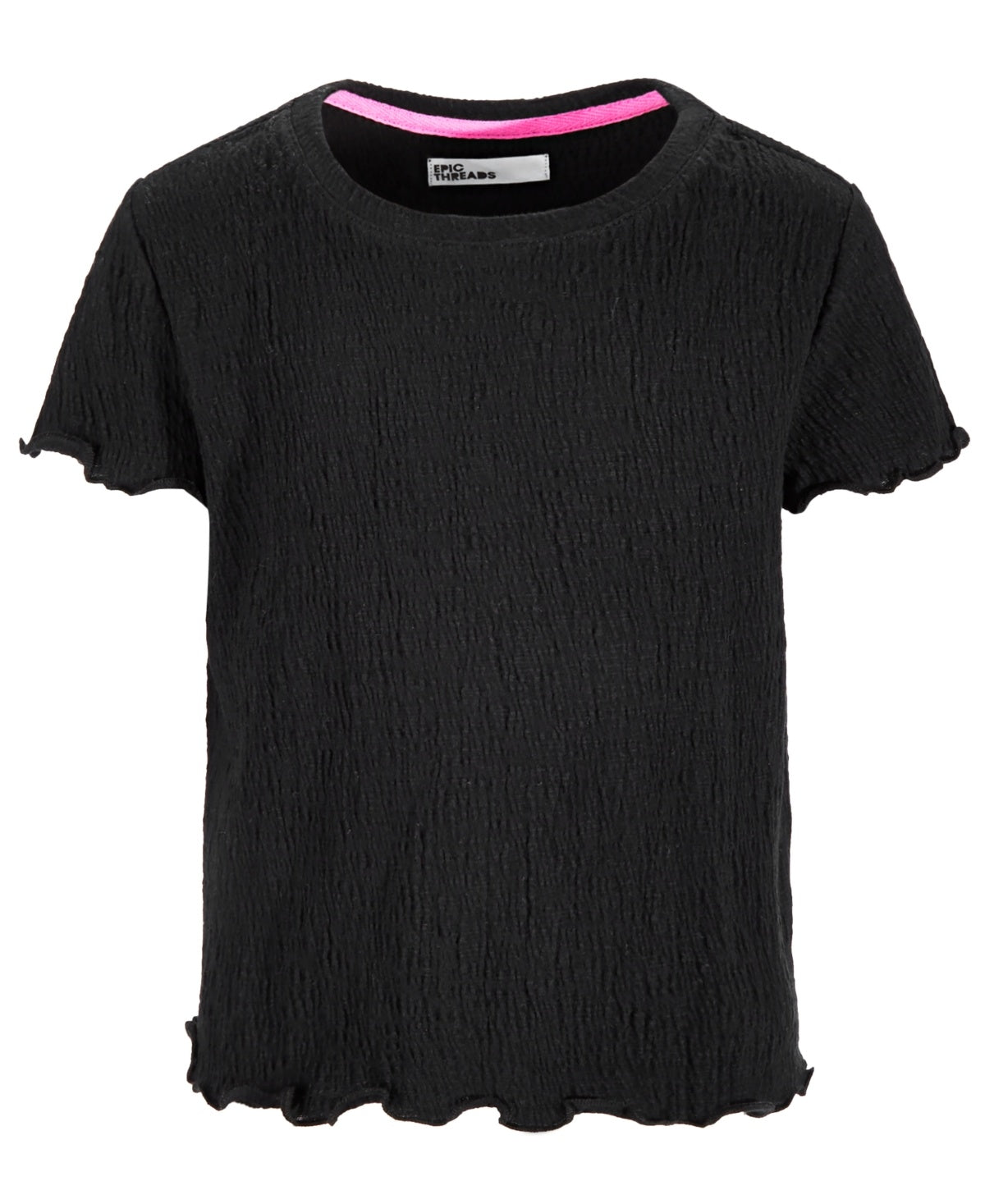 Epic Threads Big Girls Solid-Color Textured T-Shirt - Deep Black