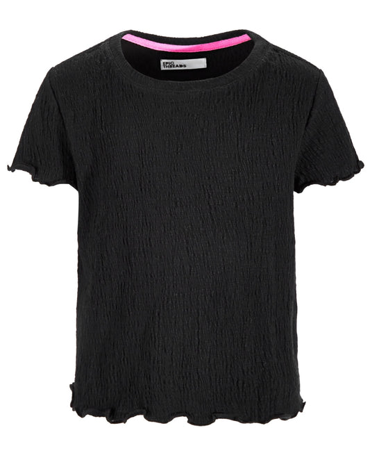 Epic Threads Big Girls Solid-Color Textured T-Shirt - Deep Black