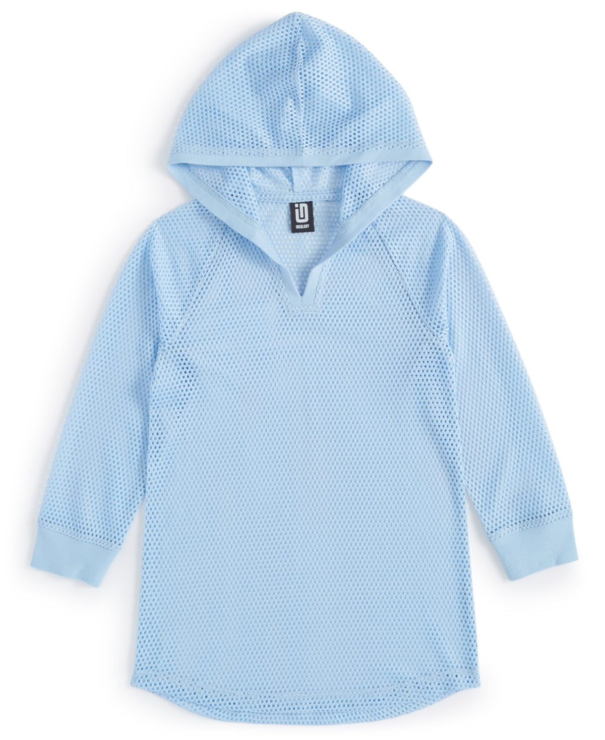 ID Ideology Big Girls Mesh Long-Sleeve Hooded Cover-up - Skysail Blue