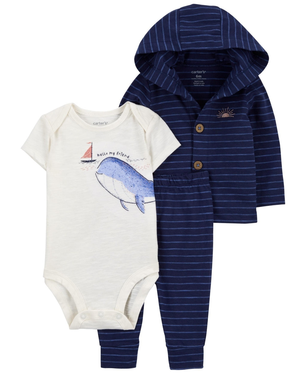 Carter's Baby 3 Piece Whale Little Cardigan Set - Blue