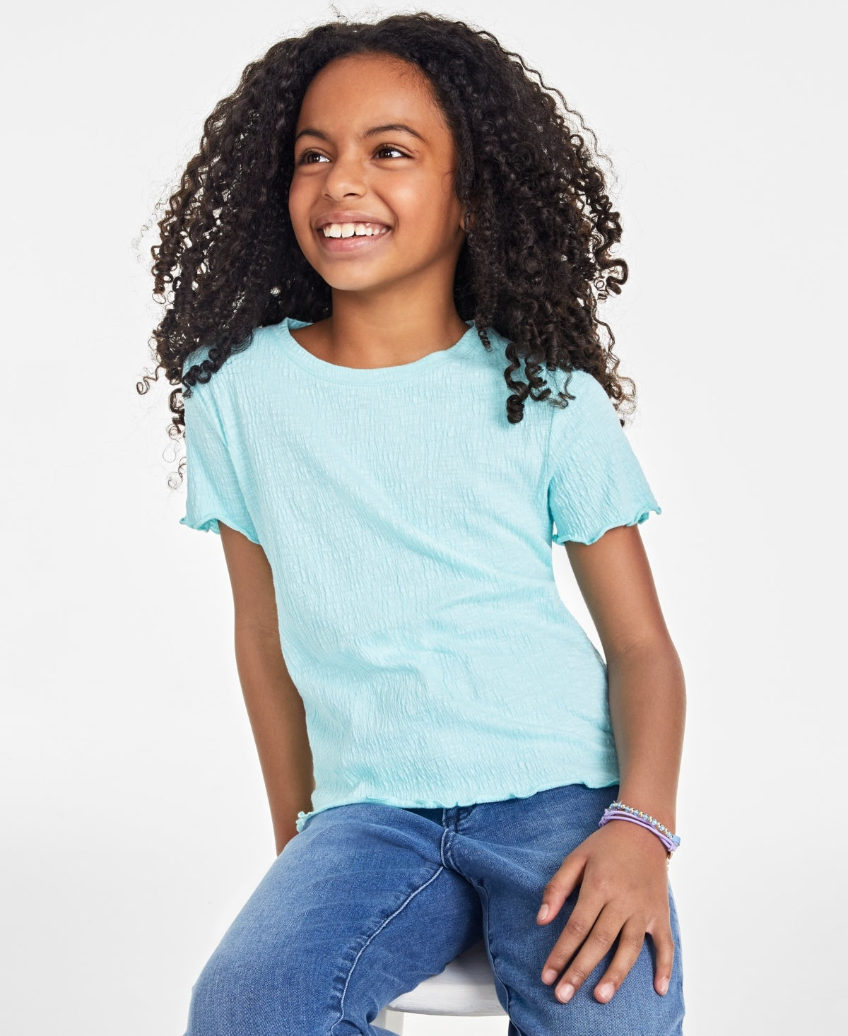 Epic Threads Textured T-Shirt, Refreshing Teal, Size S girl