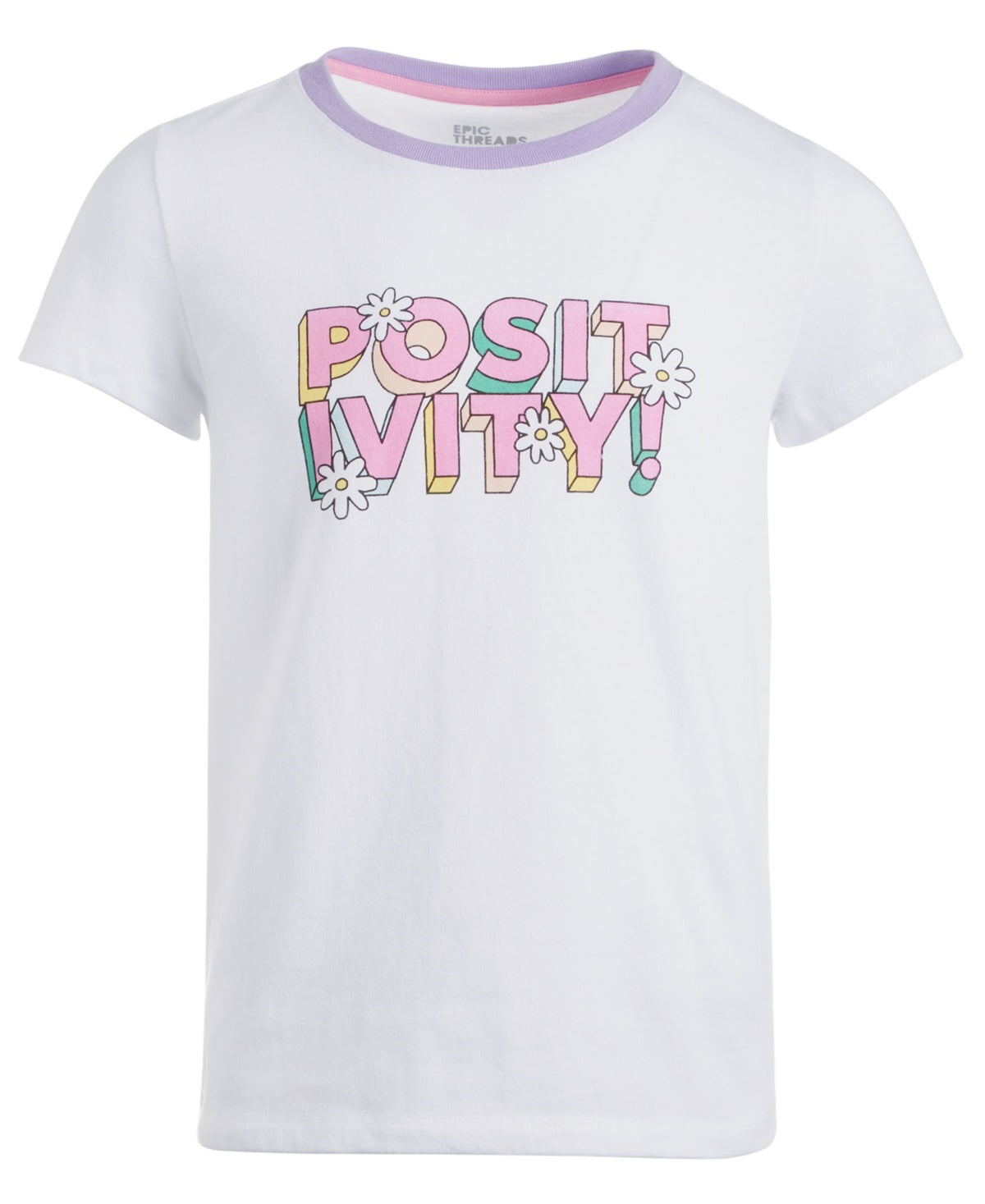 Epic Threads Positivity Graphic T-Shirt, Size S - girl