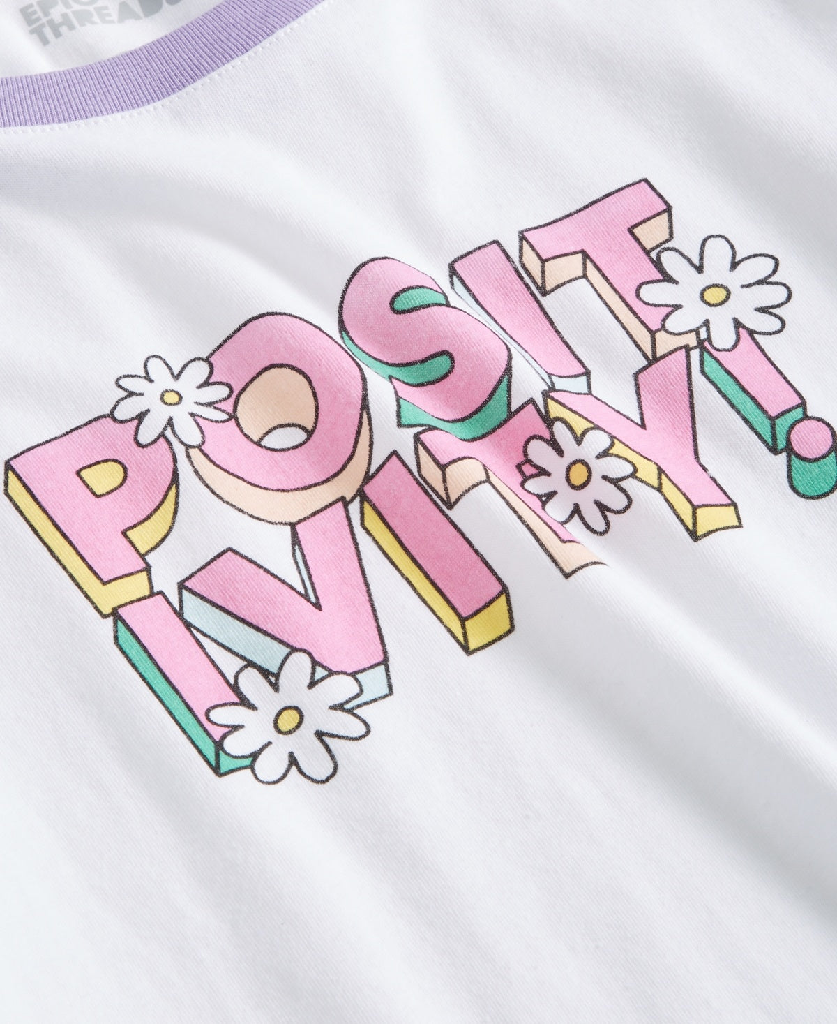 Epic Threads Positivity Graphic T-Shirt, Size S - girl