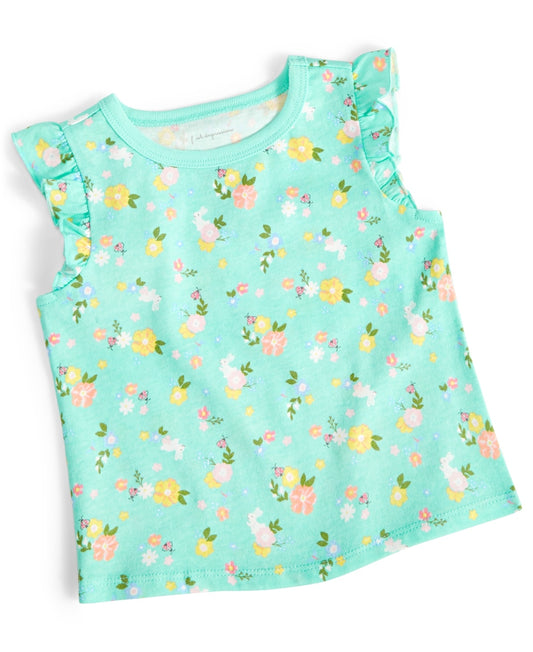 First Impressions Baby Girls Floral-Print Flutter-Sleeve T-Shirt - Garden Party
