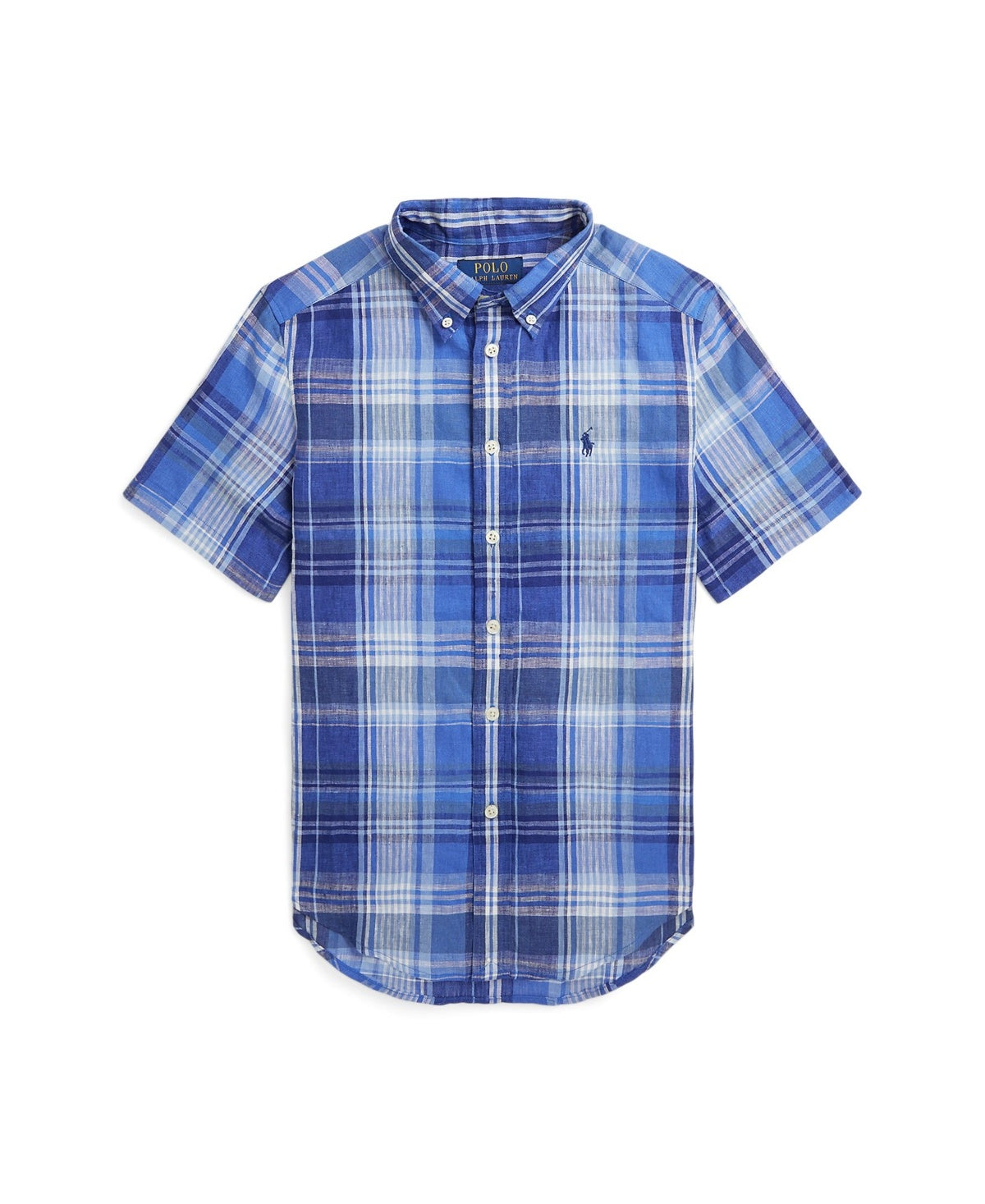 Polo Ralph Lauren Boys Plaid Linen Shirt - Size M