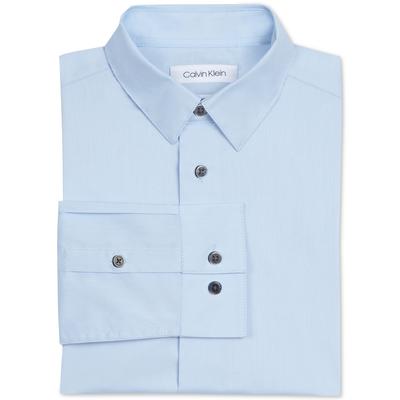 Calvin Klein Boys' Blue Poplin Button-Down Shirt, Size 16