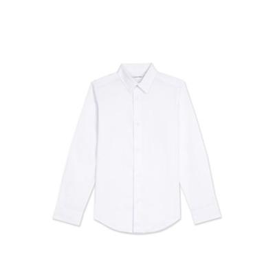Calvin Klein Boys' White Poplin Button-Down Shirt, Size 14