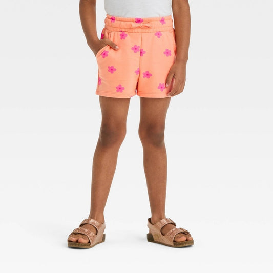 Cat & Jack Toddler Knit Shorts, Peach Orange Daisy 12M girl