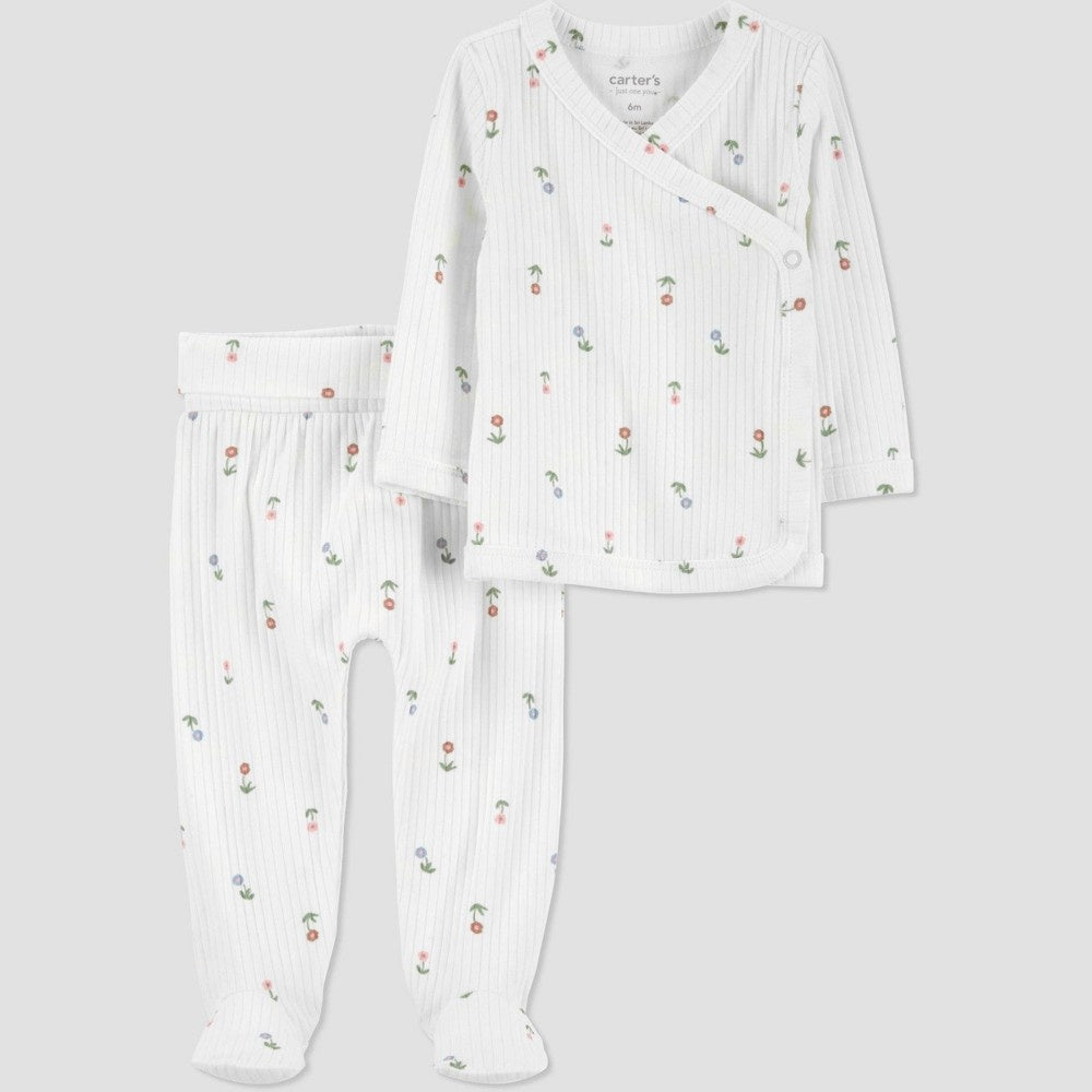 Carter's Baby Girls' 2pc Floral Cardigan Set 3M Ivory