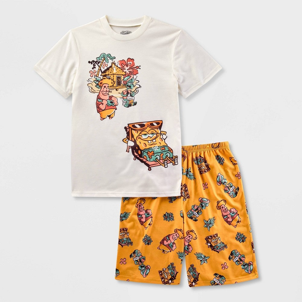 Boys' SpongeBob SquarePants 2pc Short Sleeve Pajama Set - White XS