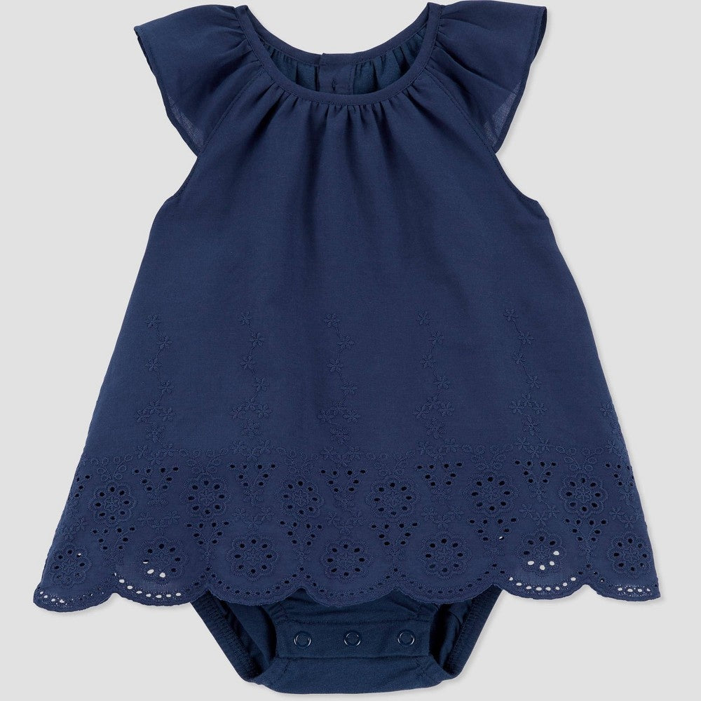 Carter's Baby Girls' Eyelet Bubble Romper - Blue 3M
