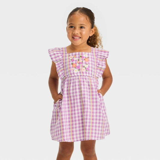 Cat & Jack Toddler Girls' Gingham Dress Purple 18M