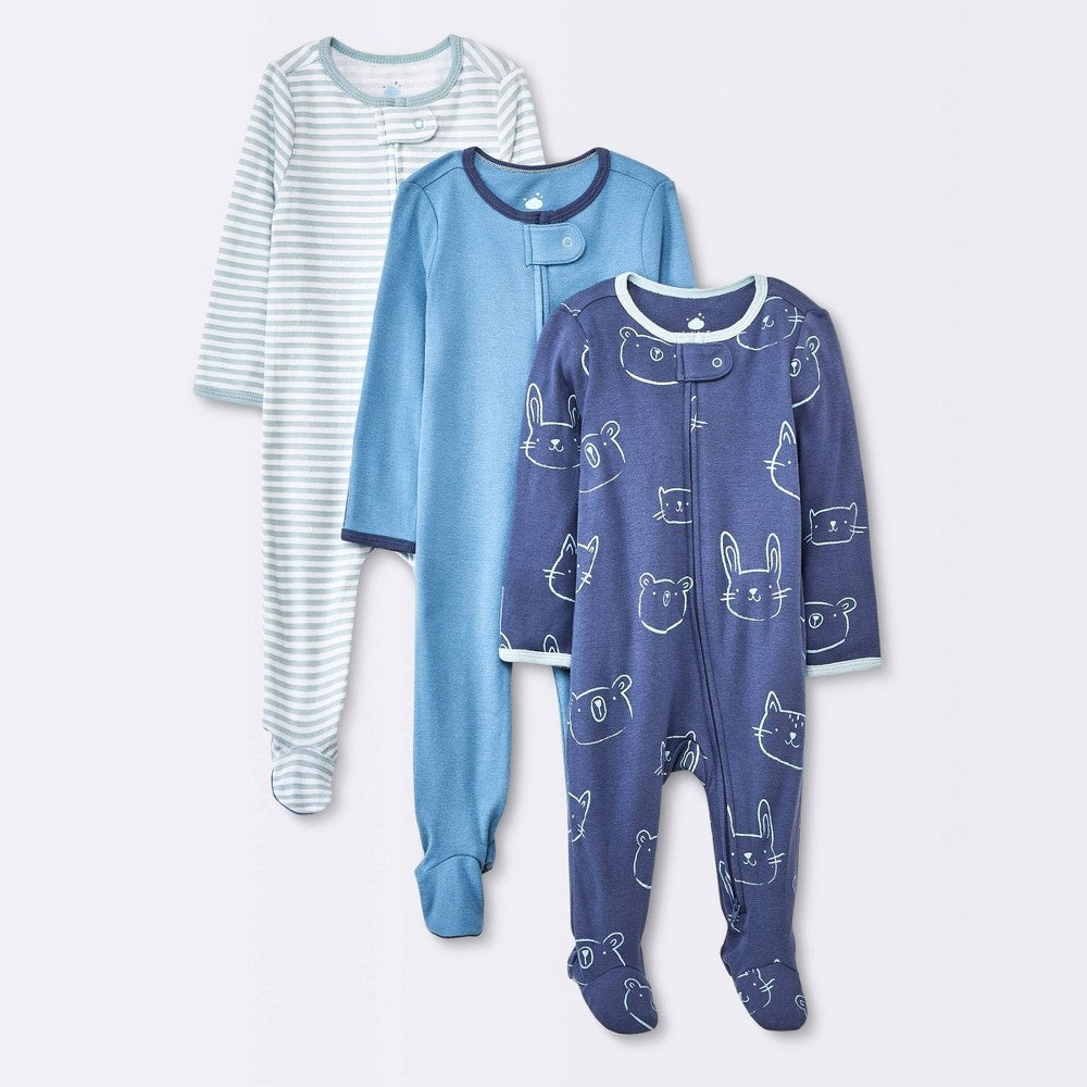 Cloud Island Baby Boys' Sleep N' Play, Newborn, Blue, Animals