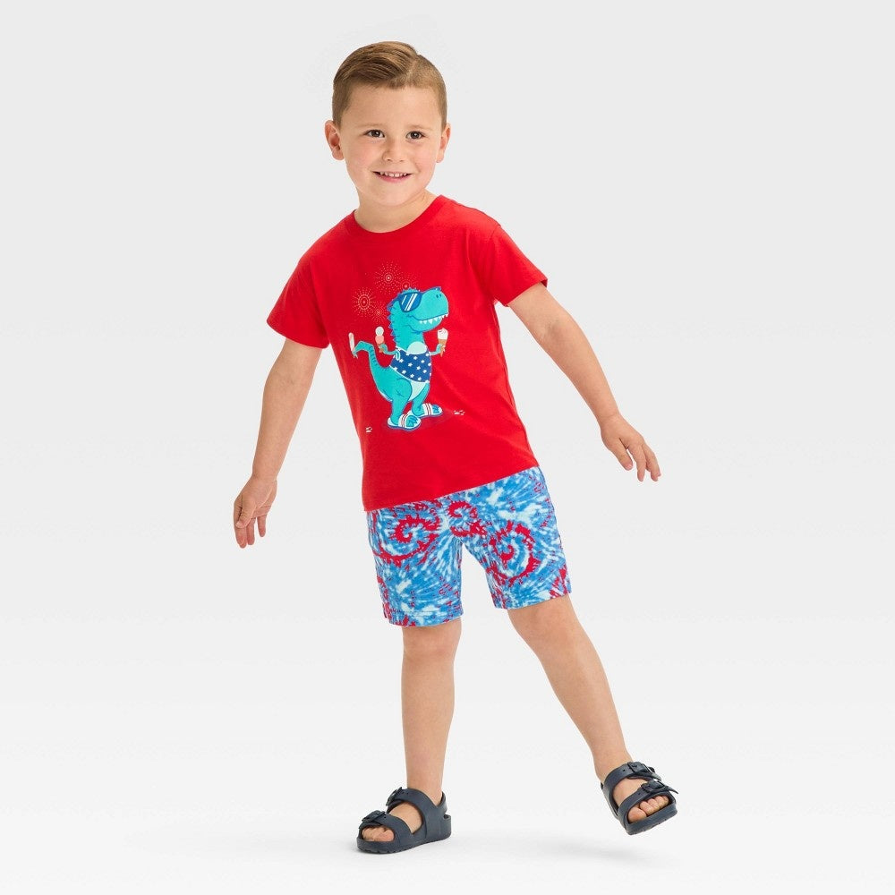 Cat & Jack Toddler Boys' Dino Jersey Set, Red 18M