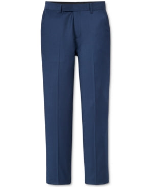 Calvin Klein Boys Flat Bi-Stretch Dress Pant Straight Leg Fit Belt Loops & Front Pockets Bright Blue 14 Husky