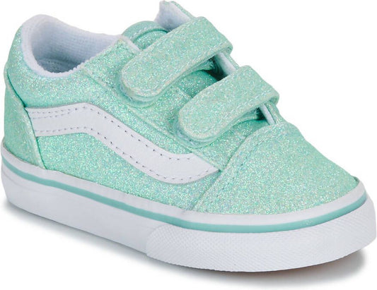 Vans Old Skool V Glitter Skate Shoe - Baby Toddler - Mint girl 5