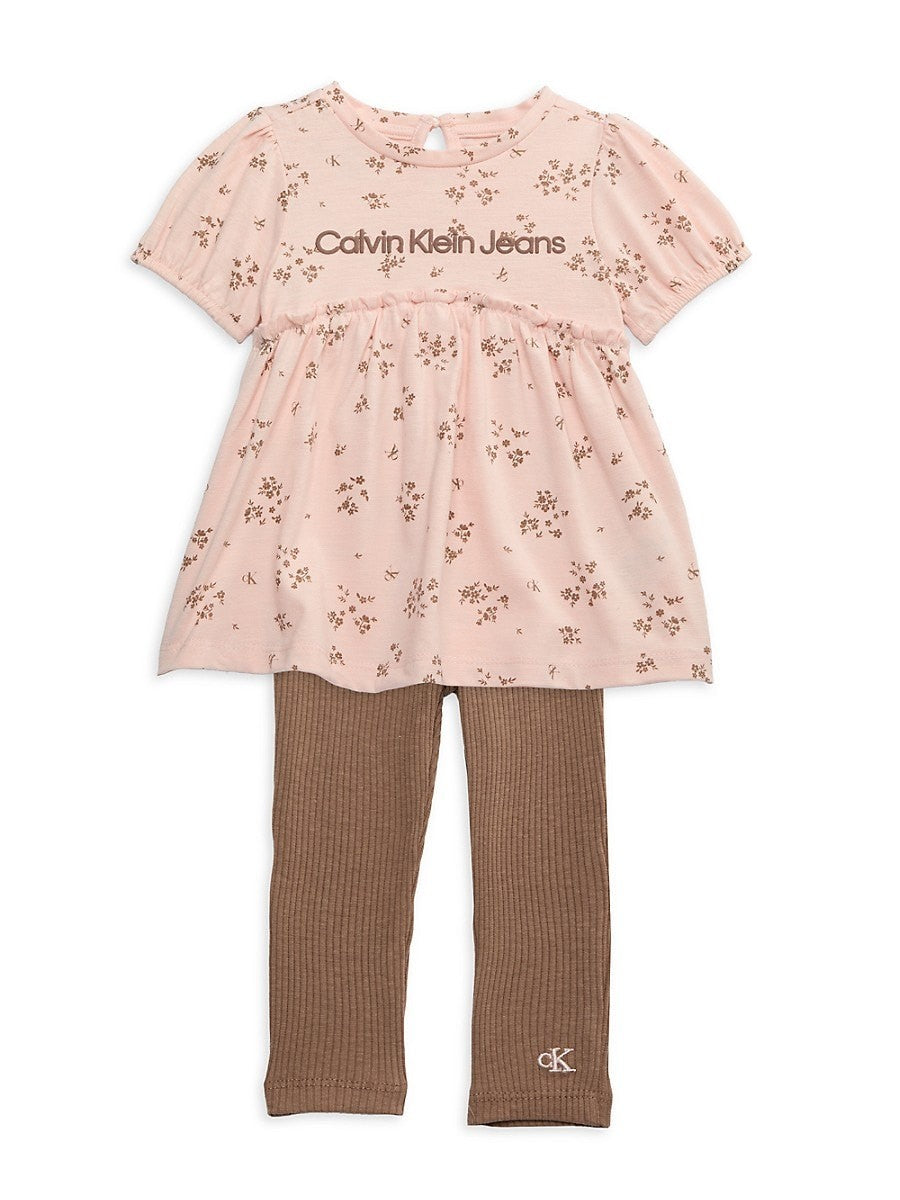 Calvin Klein Girls' 2-Piece Tunic & Leggings Set, 3T