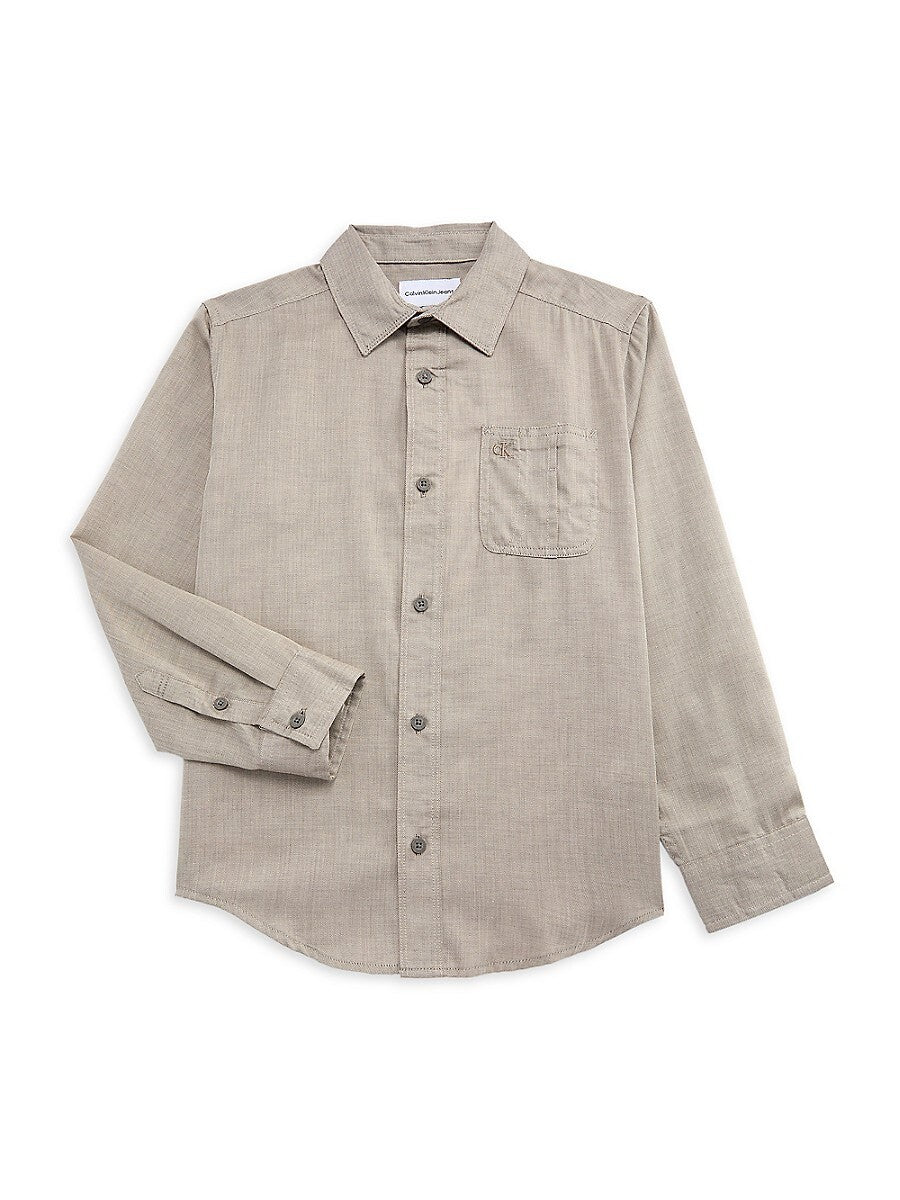 Calvin Klein Boys Herringbone Shirt Mulch, Size S