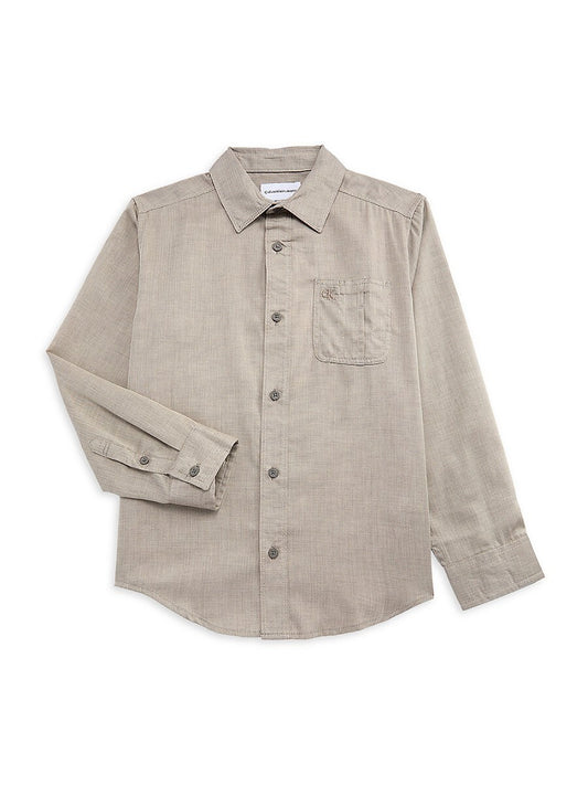 Calvin Klein Boys Herringbone Shirt Mulch, Size S