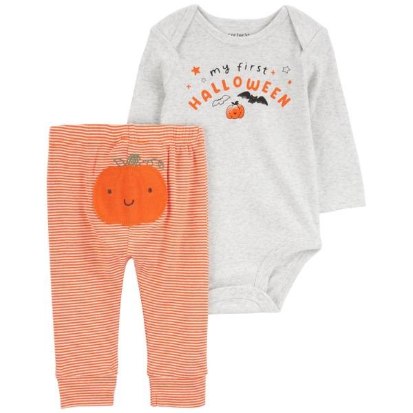 Carter's First Halloween Bodysuit & Pants Set, 6 Months Orange boys