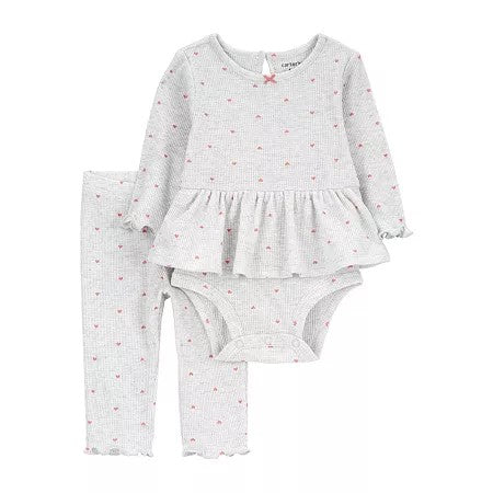 Carter's Heart Peplum Bodysuit & Pant Set, 18M girl
