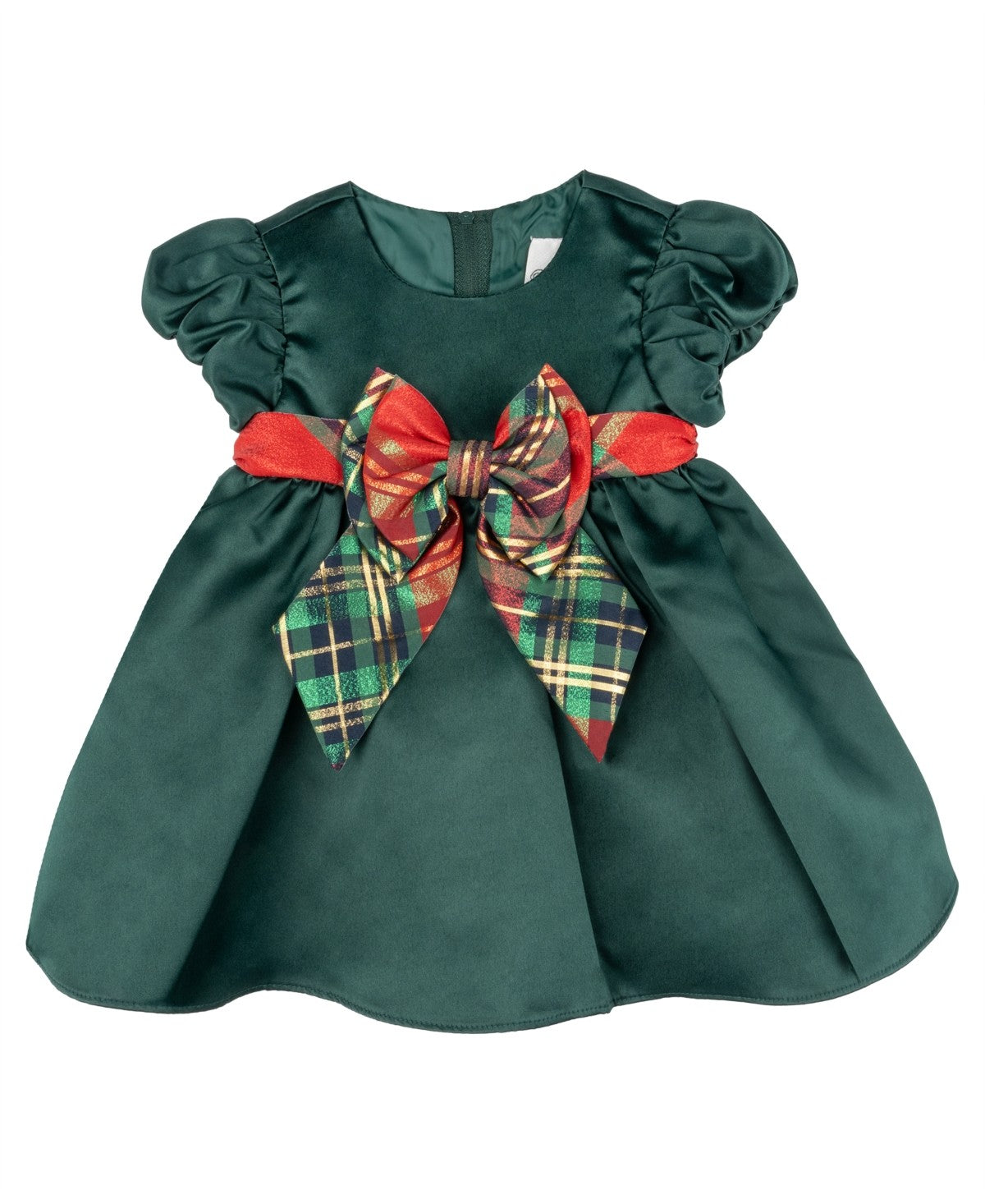 Rare Editions Satin Plaid Dress - Hunter, 3-6 Months girls