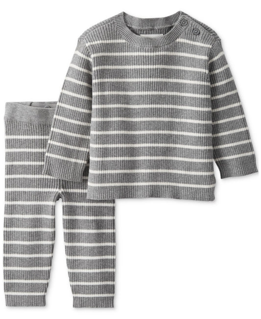 Carter's Organic Cotton Sweater Set, 18M, Gray Striped boys