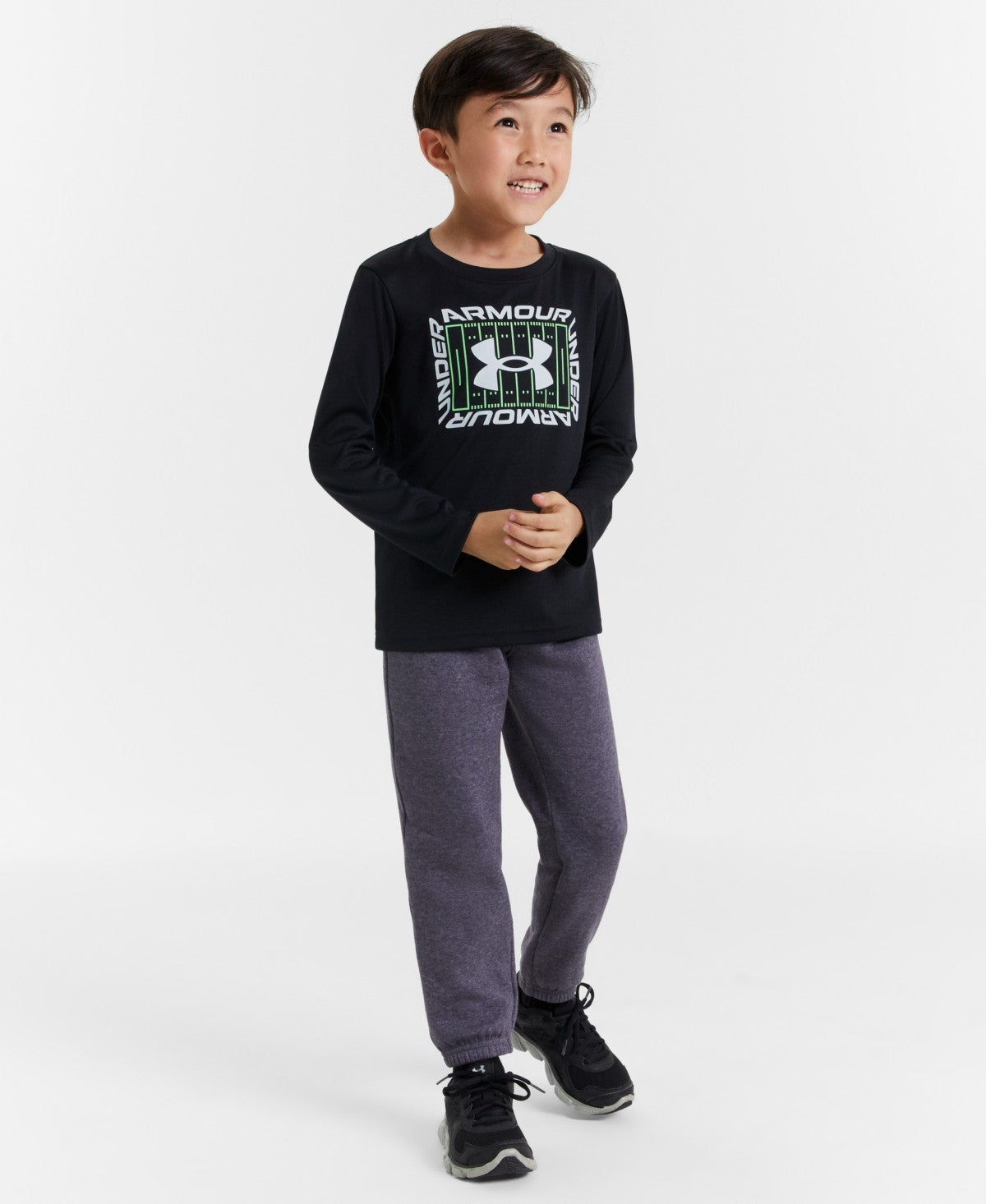 Under Armour Toddler & Little Boys 2-Pc. Touchdown Logo Graphic Performance T-Shirt & Brushed Fleece Joggers Set - Black