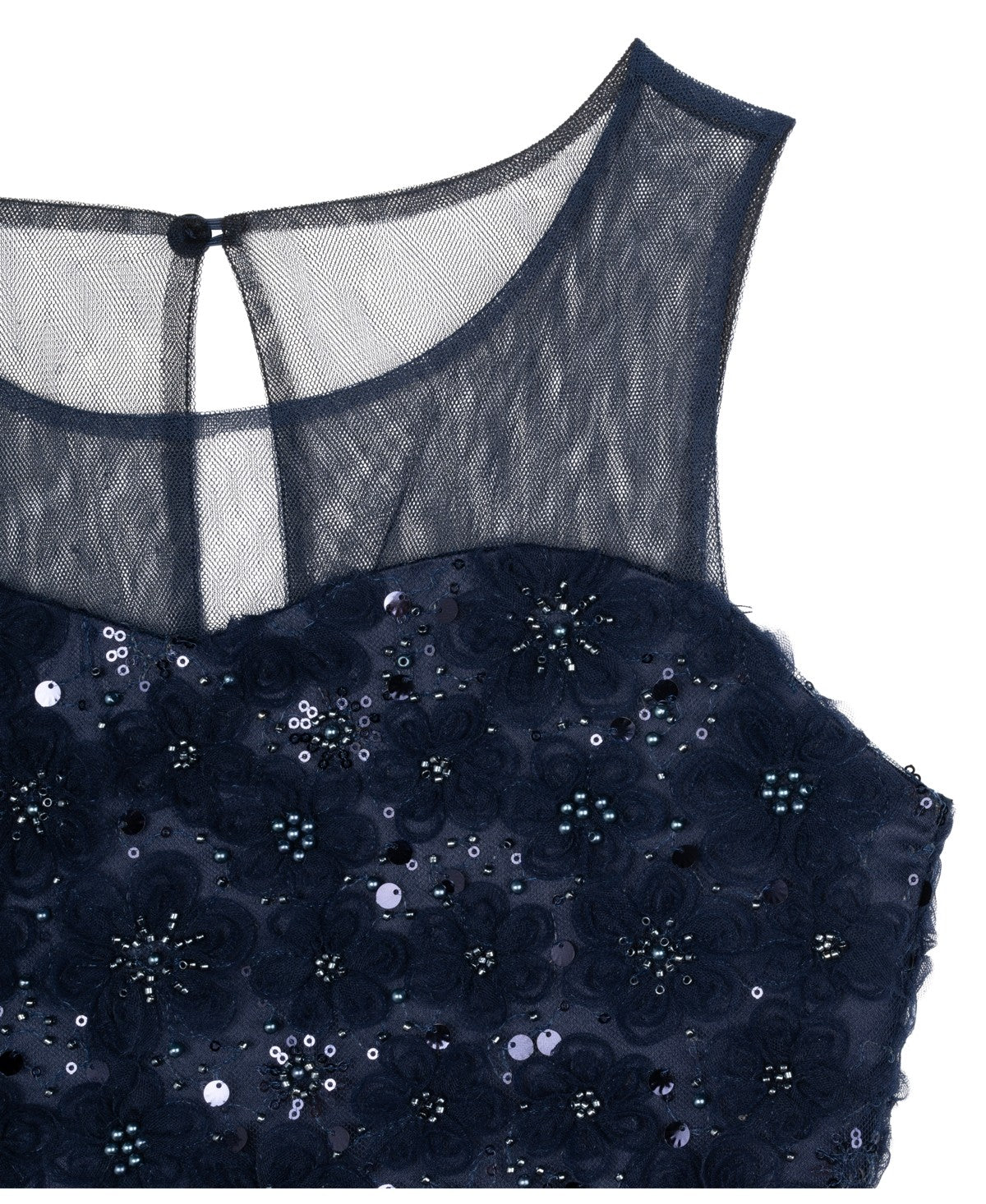 Rare Editions Girls Sequin Soutache Social Dress - Navy  7