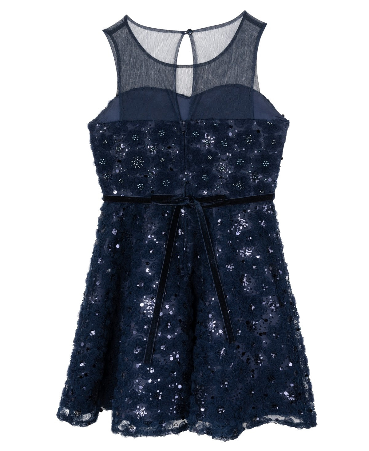 Rare Editions Girls Sequin Soutache Social Dress - Navy  7