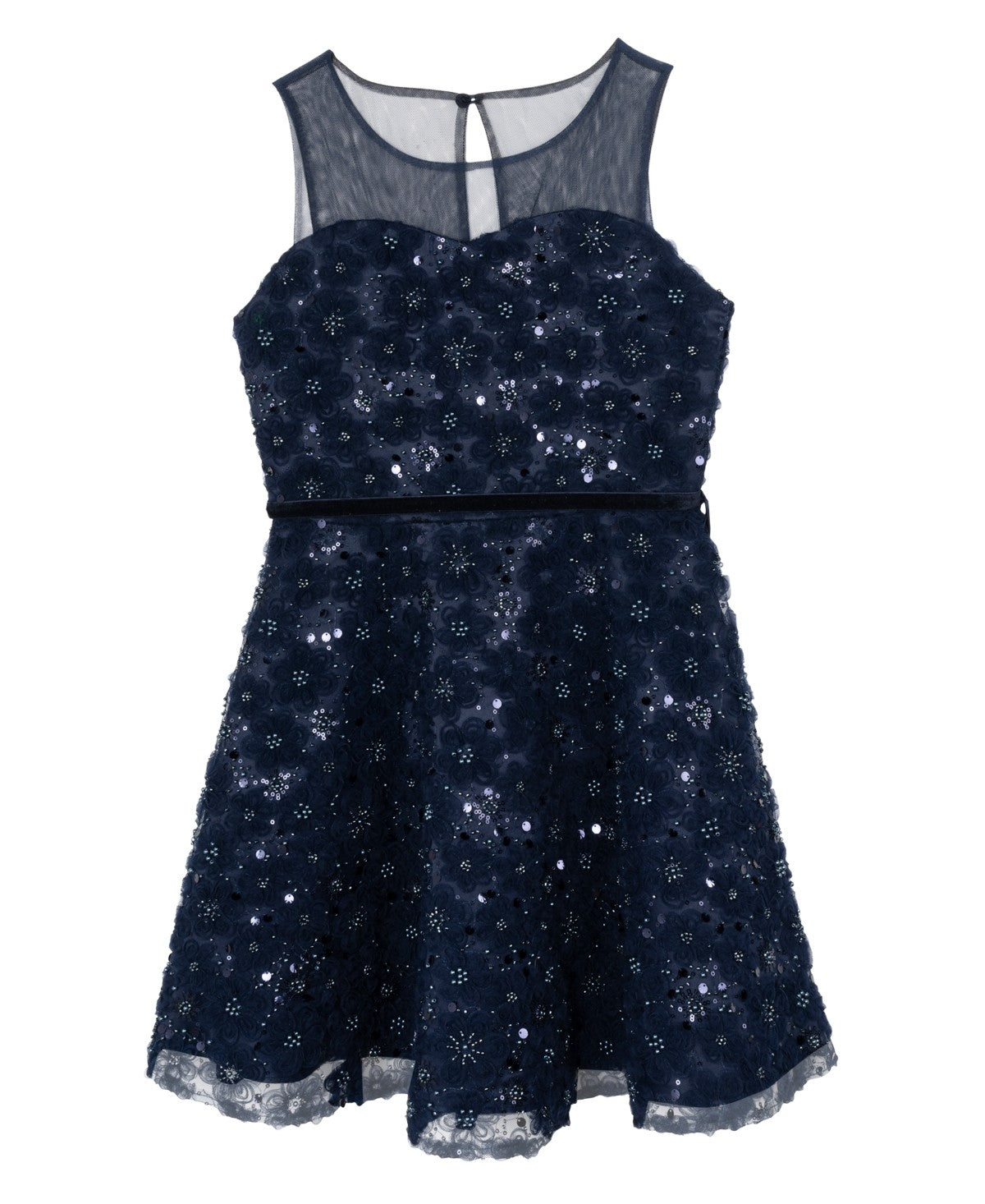Rare Editions Girls Sequin Soutache Social Dress - Navy  7