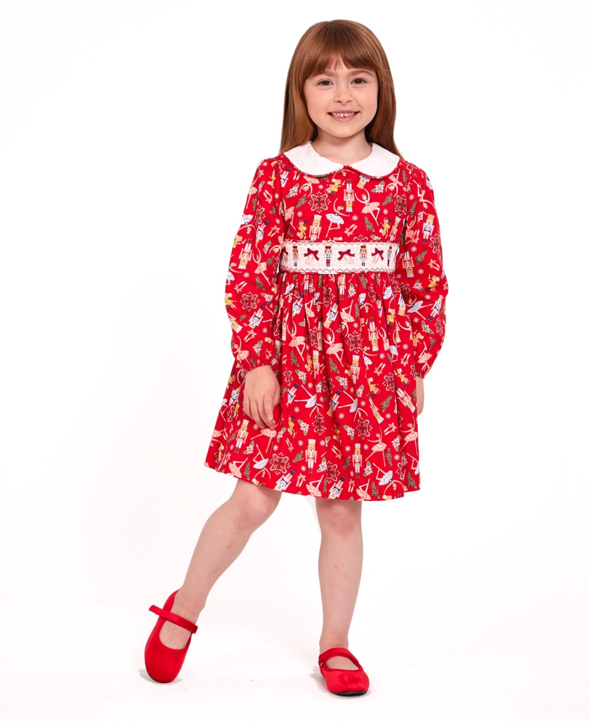 Bonnie Jean Little Girls Nutcracker Print Dress - Red 5