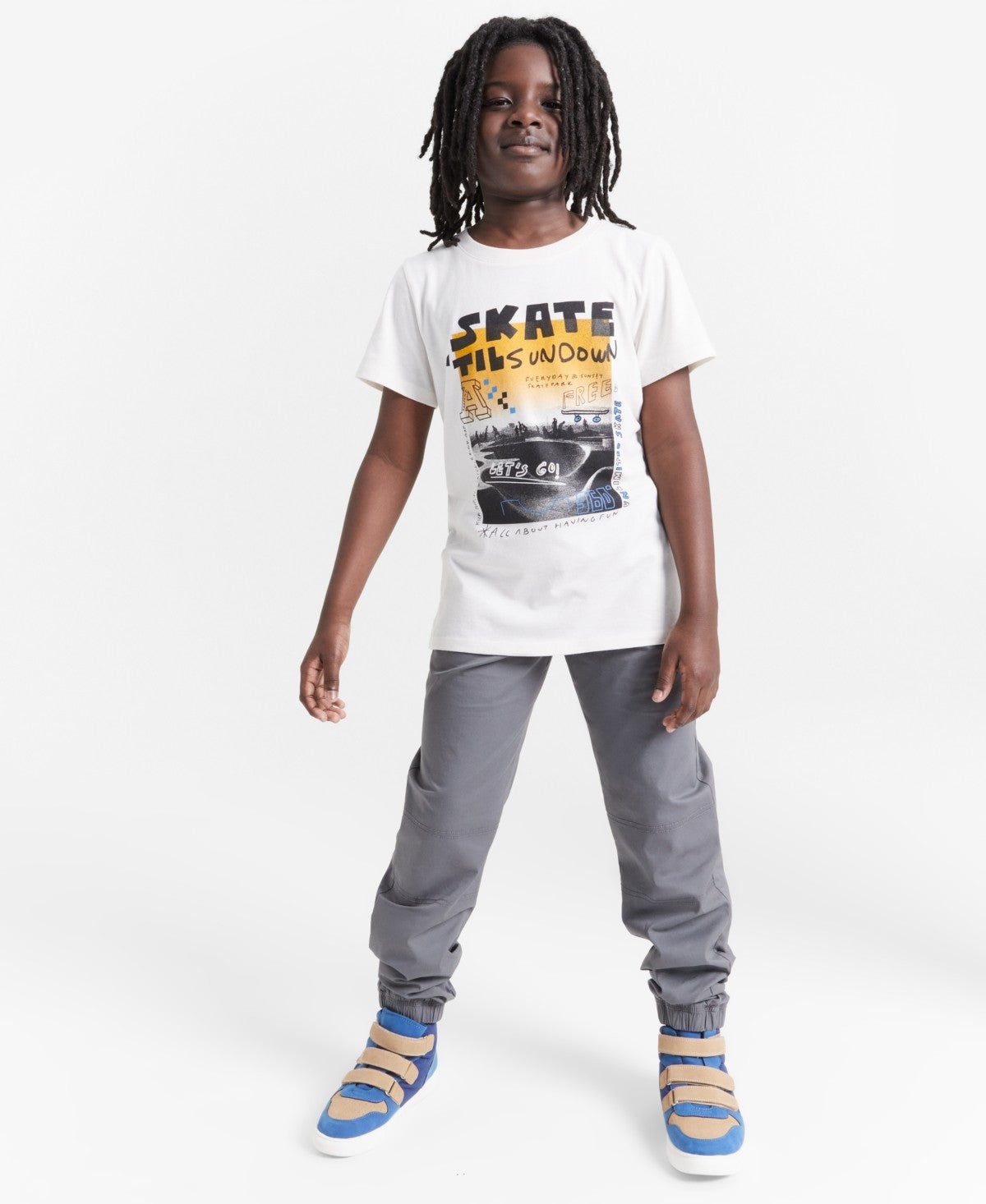 Epic Threads Little and Big Boys Skate 'Til Sundown Graphic T-Shirt - Snowfall White