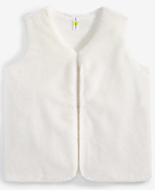Epic Threads Girls Faux-Fur V-Neck Vest Size L Angel White