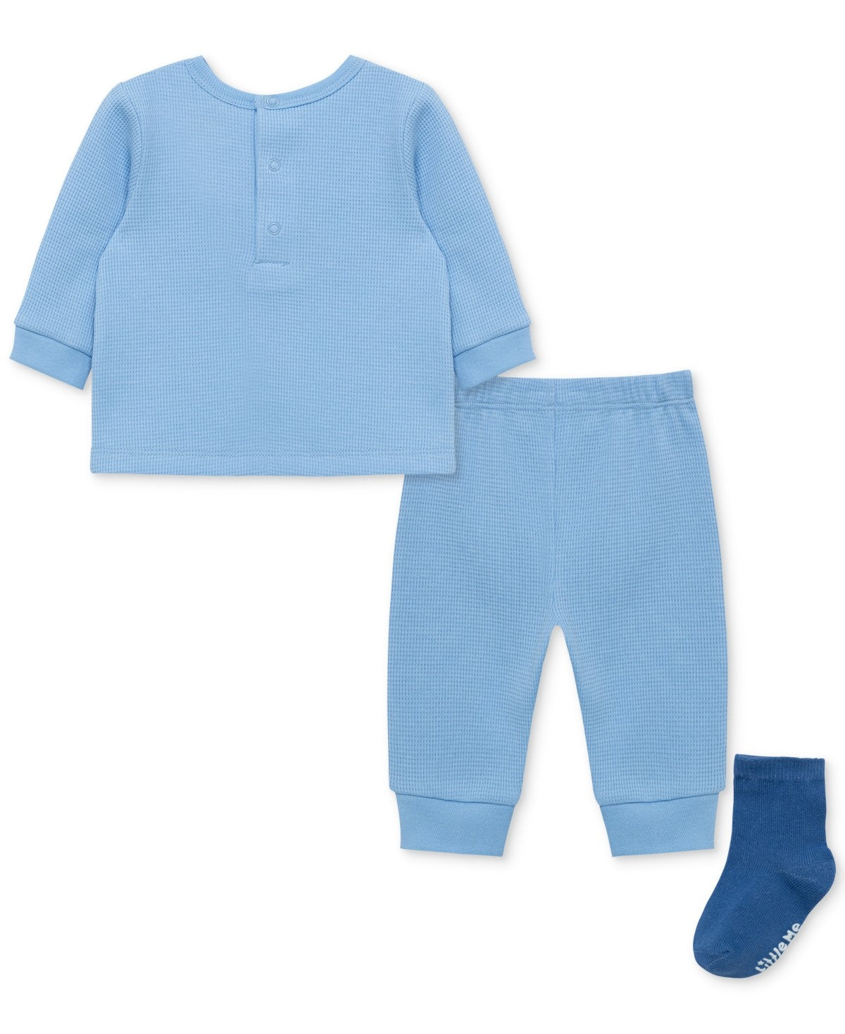 Little Me 3-Pc Bear Waffle-Knit Set, 6 Months - Blue - Boy