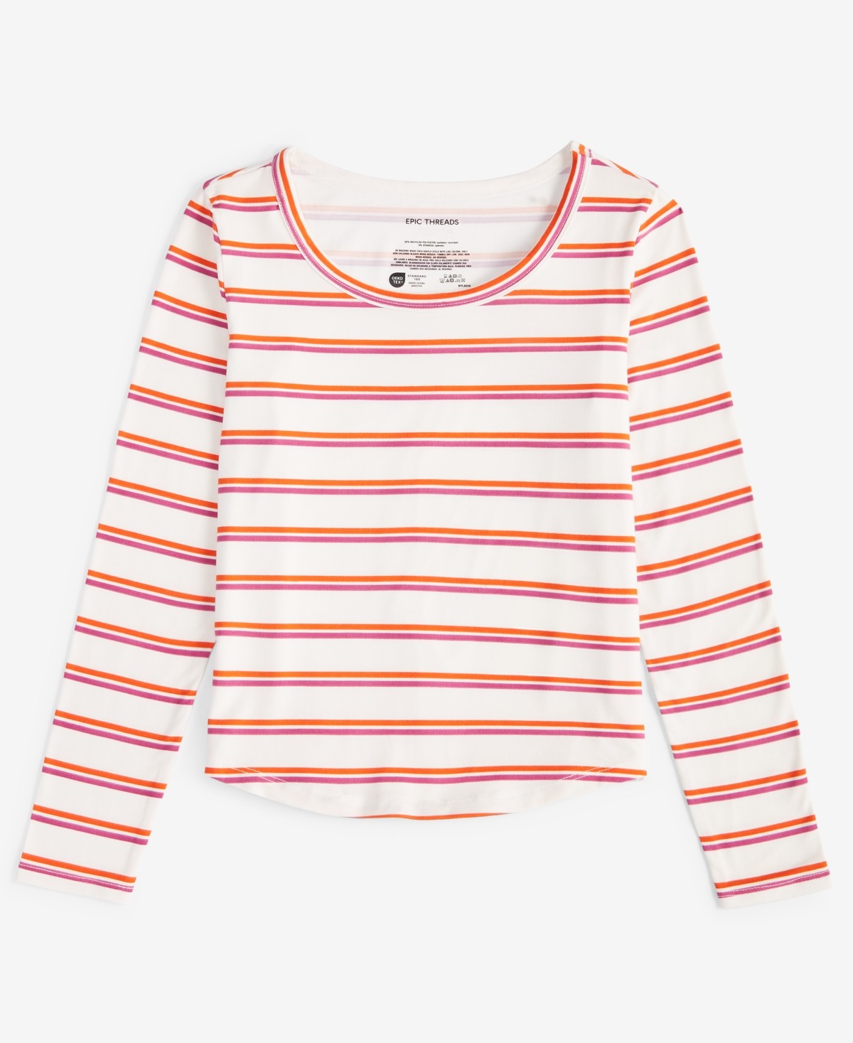 Epic Threads Emily Striped Knit Top, Snowfall White XS Girl