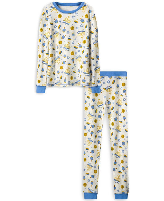 Max & Olivia Girls Hanukkah Pajama Set, Cream, Size 8
