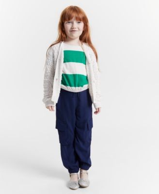 Epic Threads Girls Open-Stitch Cotton Cardigan - Snowfall White