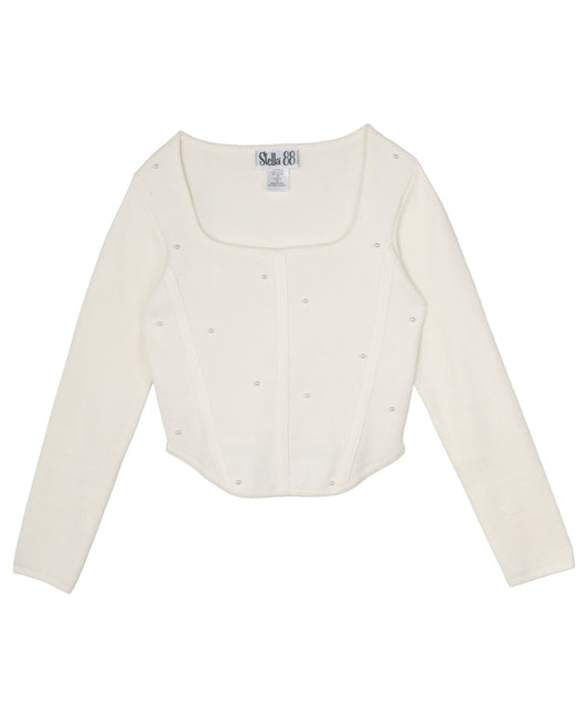 Stella 88 Pearl Embellished Sweater Ivory, Size L girl