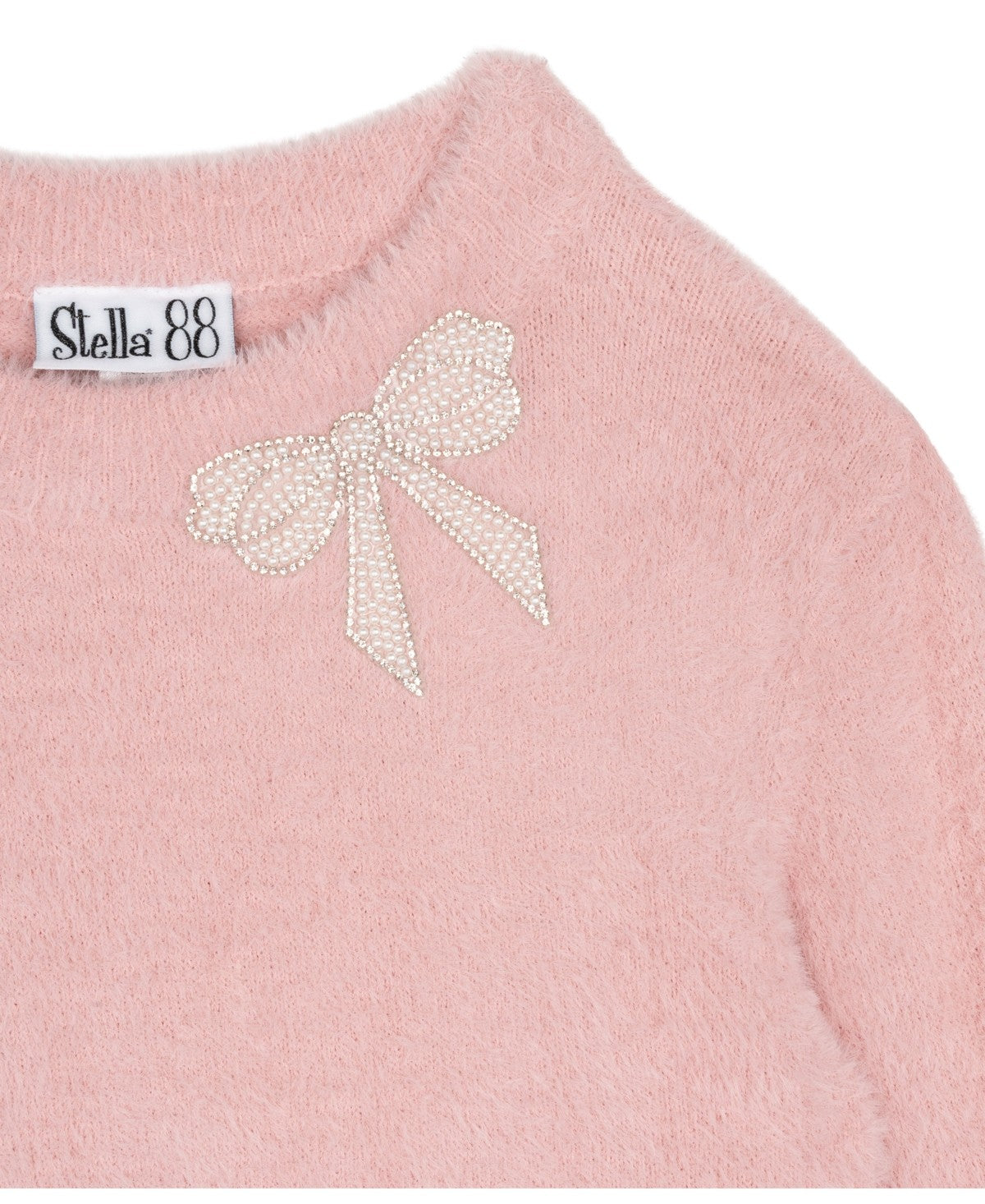 Stella 88 Fuzzy Bow Applique Sweater Blush -girl  Size M