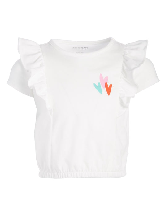 Epic Threads Toddler Girls Heart Ruffle T-Shirt - Angel White