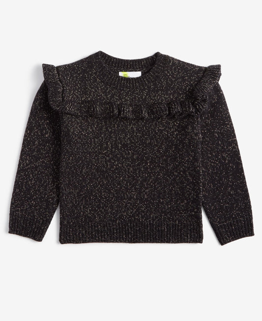Epic Threads Toddler Girls Metallic Ruffled Sweater 4T- Black