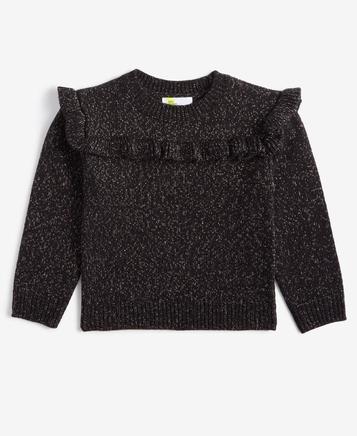 Epic Threads Toddler Girls Metallic Ruffled Sweater 4T- Black