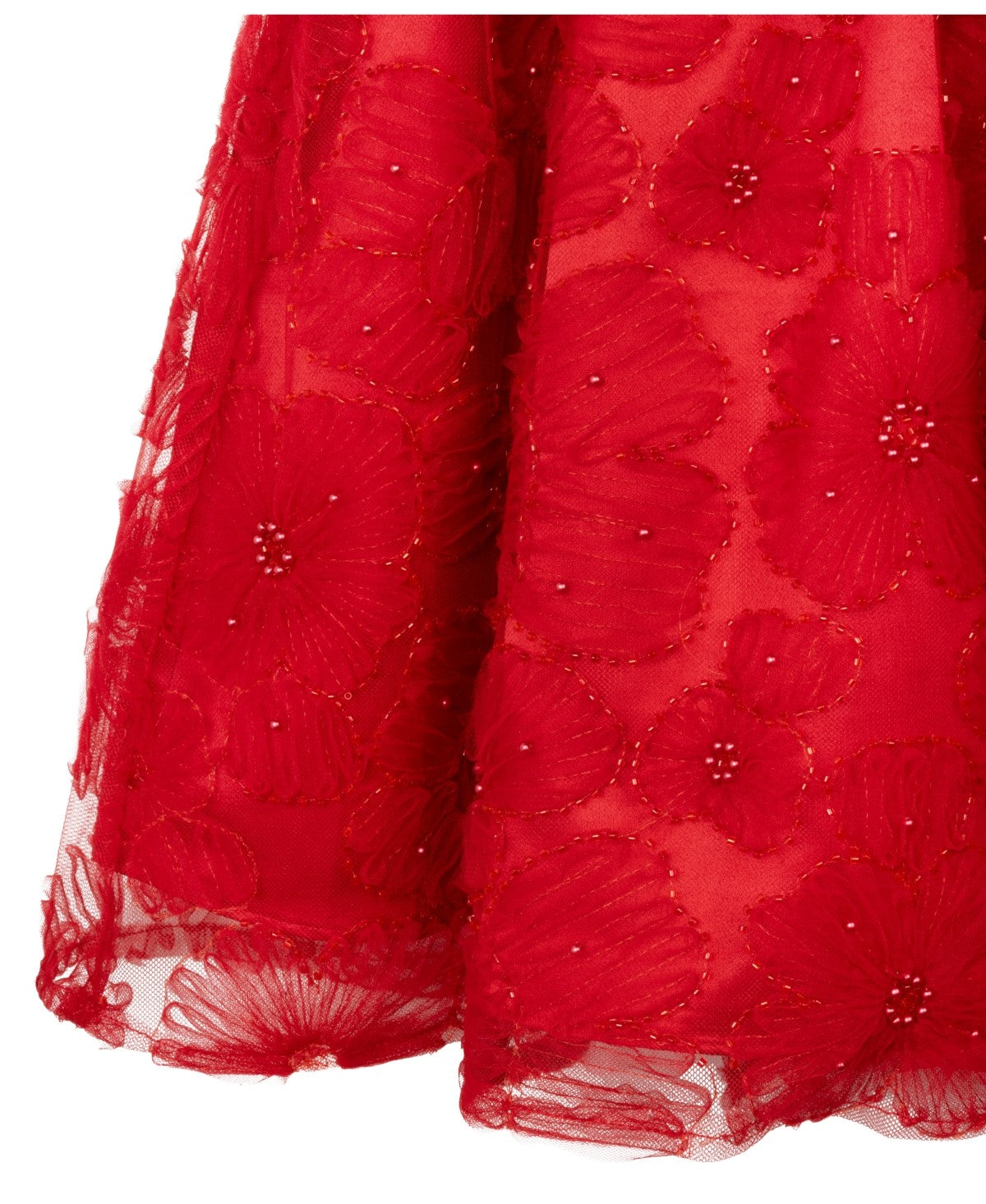 Rare Editions Floral Soutache Dress with Pearls, Size 10 girl Red