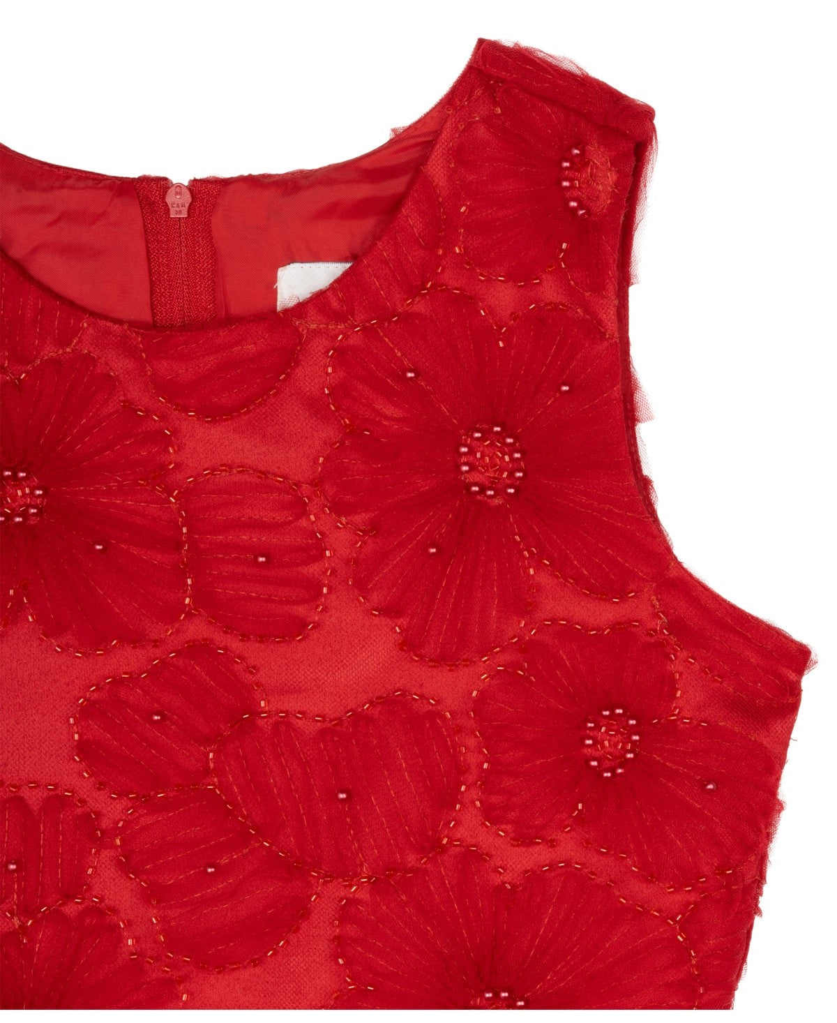 Rare Editions Floral Soutache Dress with Pearls, Size 10 girl Red