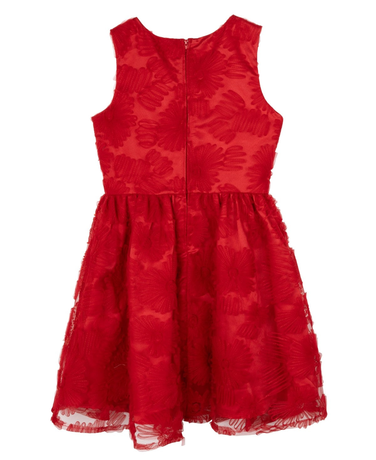 Rare Editions Floral Soutache Dress with Pearls, Size 10 girl Red