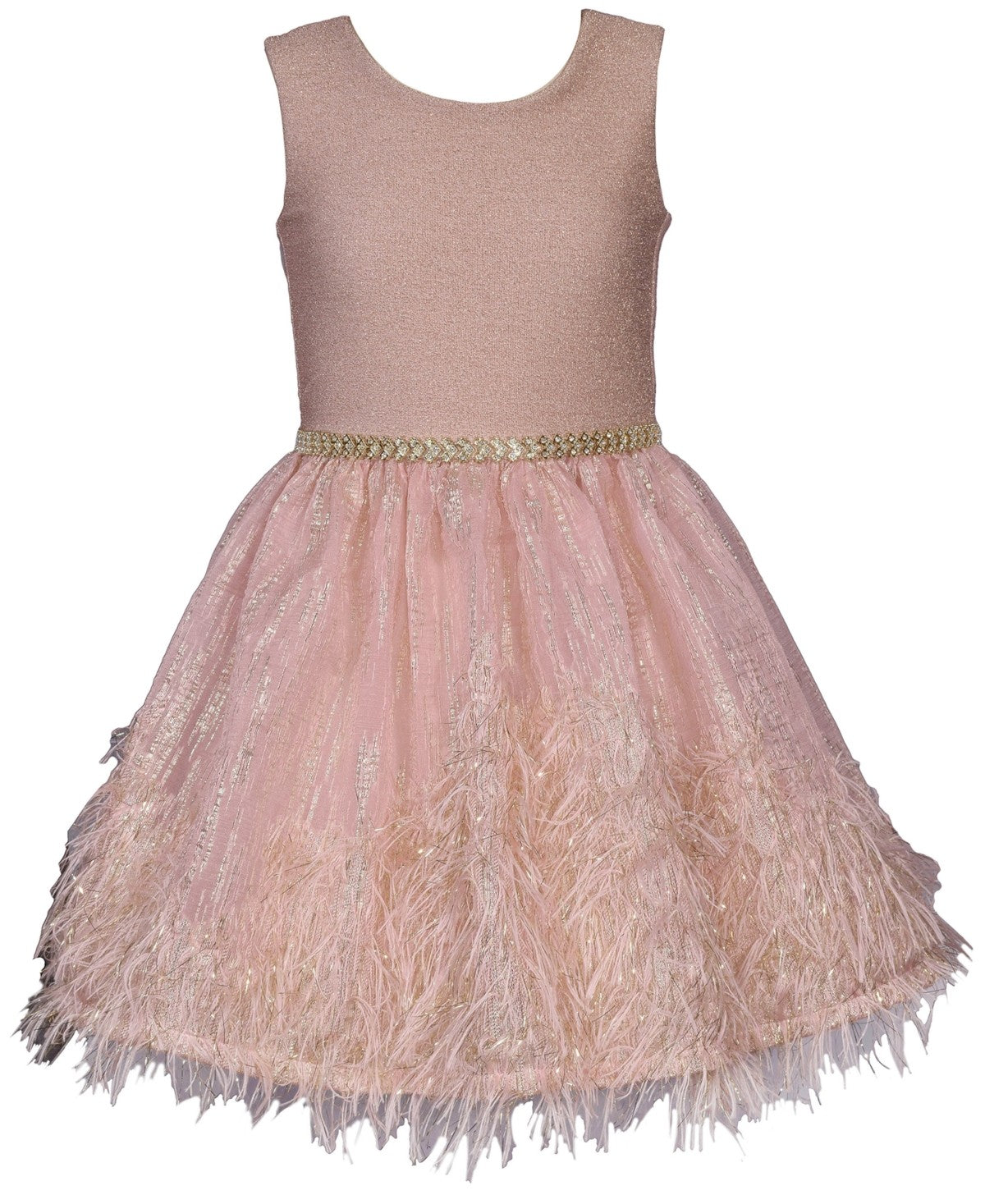 Bonnie Jean Girls Sparkle Knit Feather Dress Blush Size 6